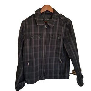 INC International Concepts Men's Black/Gray Plaid Jacket Size Small